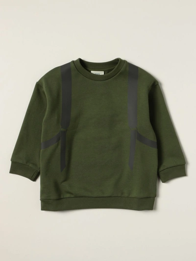 Shop Fendi Cotton Sweatshirt With Ff Backpack Print In Green