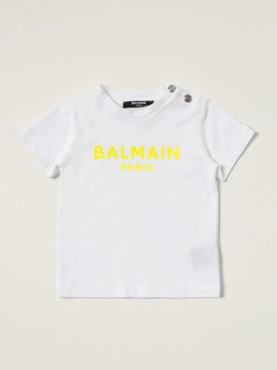 Shop Balmain Cotton T-shirt With Logo In White