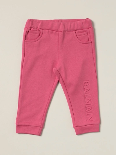 Shop Balmain Jogging Pants In Cotton Jersey In Fuchsia
