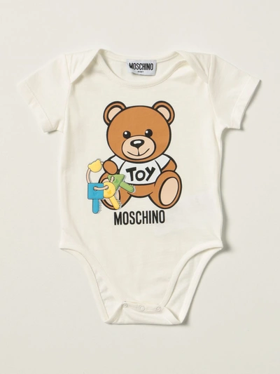 Shop Moschino Baby Body With Teddy In White