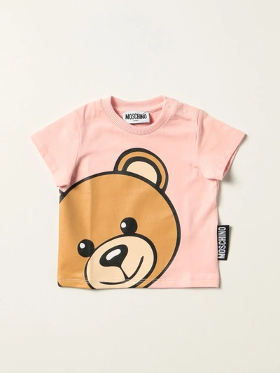 Shop Moschino Baby Tshirt With Big Teddy In Pink