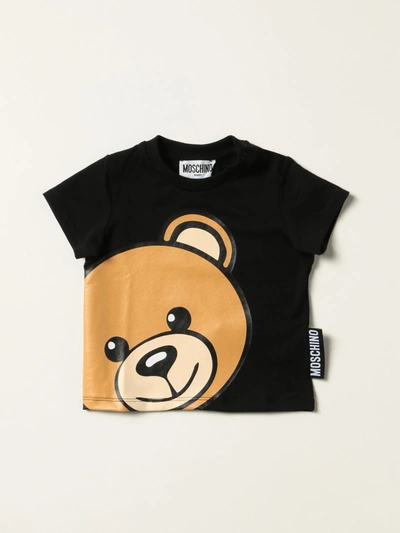 Shop Moschino Baby Tshirt With Big Teddy In Black