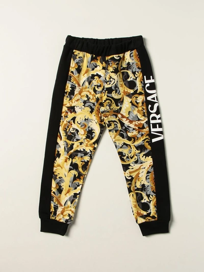 Shop Young Versace Versace Young Jogging Pants With Baroque Print In Black