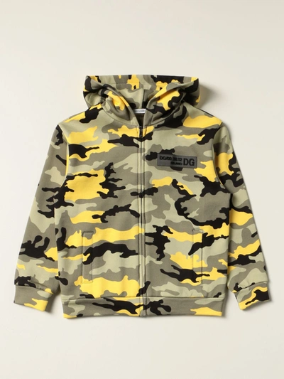 Shop Dolce & Gabbana Sweatshirt With Camouflage Print In Military