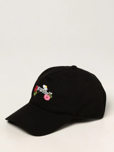 Shop Off-white Baseball Cap With Embroidered Flower Logo In Black