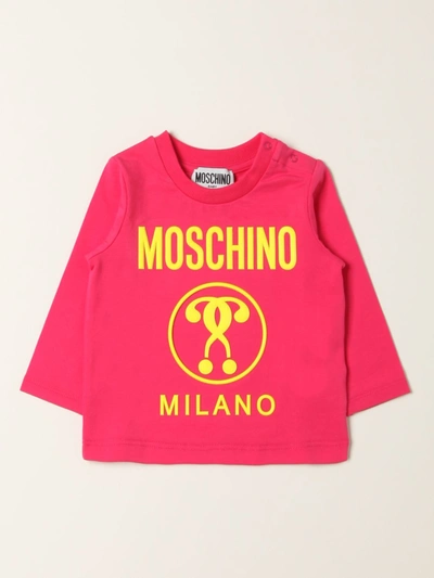 Shop Moschino Baby Cotton Sweatshirt With Logo In Pink