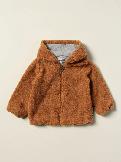 Shop Moschino Baby Teddy  Jacket In Brown