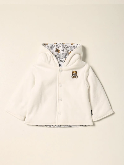 Shop Moschino Baby Jacket With Teddy In White