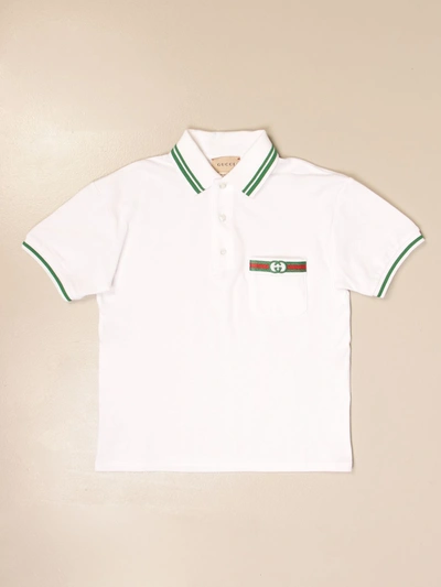 Shop Gucci Polo Shirt With Vintage Logo In White