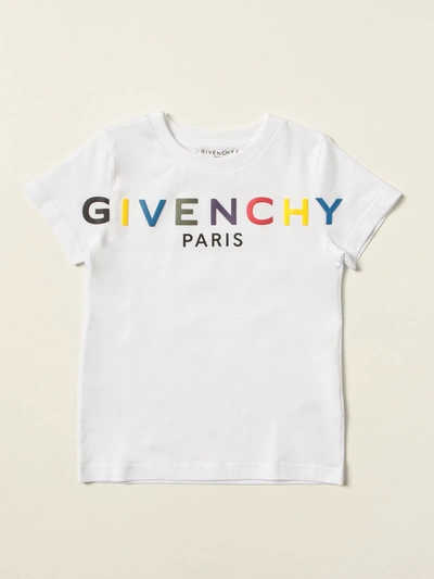 Givenchy White Cotton T-shirt With Multicolor Logo Print In White