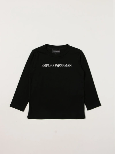 Shop Emporio Armani Cotton Tshirt With Logo In Black 1