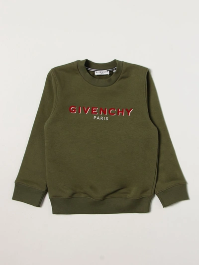 Shop Givenchy Cotton Sweatshirt With Logo In Military