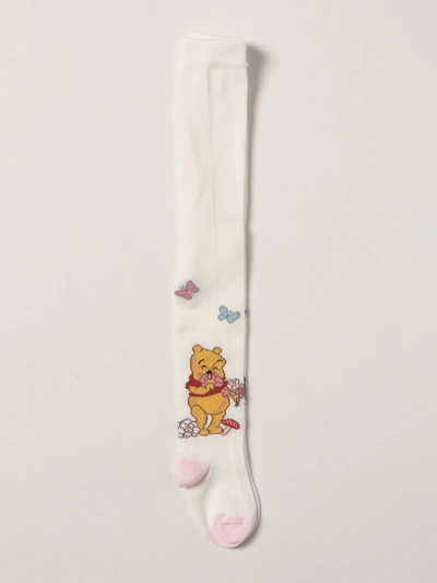 Shop Monnalisa Socks With Winnie The Pooh In Yellow Cream