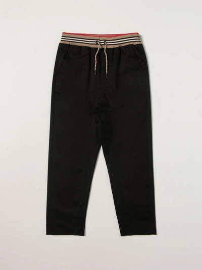 Burberry Icon Stripe Drawstring Trousers In Black