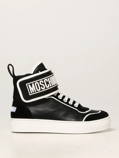 Shop Moschino Baby Sneakers With Big Logo In Black