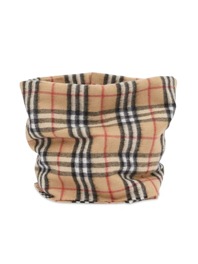 Shop Burberry Vintage Check Cashmere Scarf Snood In Archive Beige