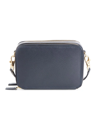 Shop Royce New York Women's  Leather Camera Bag In Navy Blue