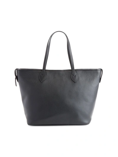 Shop Royce New York Women's Pebble Grain Wide Tote Bag In Black
