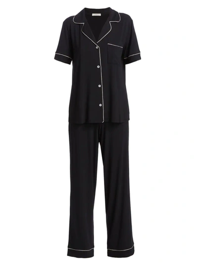 Shop Eberjey Women's Gisele Short-sleeve Top & Pants Pajama Set In Black Sorbet Pink