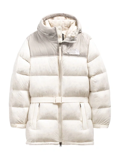 Shop The North Face Nuptse Belted Mid-length Jacket In Gardenia White