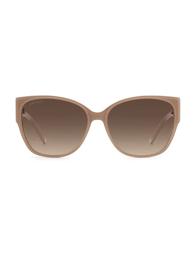 Shop Jimmy Choo Women's Shay 58mm Cat Eye Sunglasses In Brown