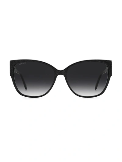 Shop Jimmy Choo Women's Shay 58mm Cat Eye Sunglasses In Black