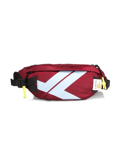 Shop Lanvin Men's Bumpr Jl Nylon Belt Bag In Burgundy