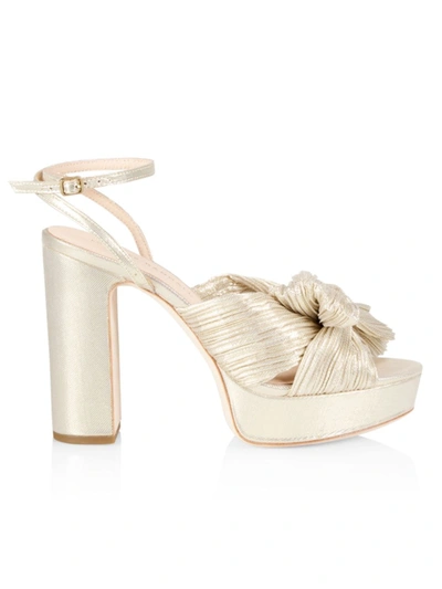 Shop Loeffler Randall Women's Natalia Pleated Platform Sandals In Platinum