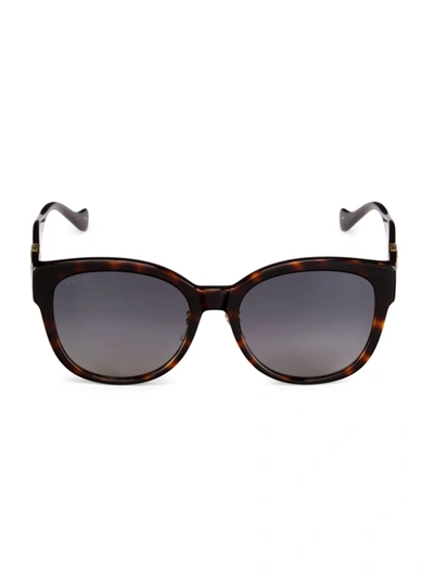 Shop Gucci Women's  Chain 56mm Square Sunglasses In Shiny Dark Havana