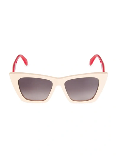 Shop Alexander Mcqueen Women's Signature 54mm Cat Eye Sunglasses In Shiny Solid Pink