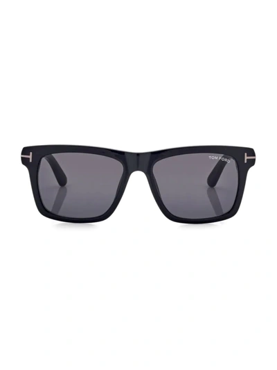 Shop Tom Ford Men's Buckley-02 56mm Wayfarer Sunglasses In Shiny Black Smoke Lenses