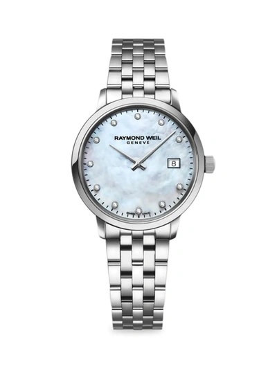 Shop Raymond Weil Women's Toccata Round Diamond & Stainless Steel Bracelet Watch In Silver