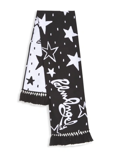 Shop Palm Angels Night Sky Print Scarf In Black White