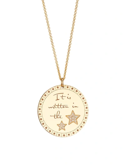 Shop Zoã« Chicco Women's Mantra 14k Gold & Diamond Large Mantra Pendant Necklace In Yellow Gold