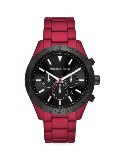 Shop Michael Kors Men's Layton Chronograph Matte Red Stainless Steel Watch