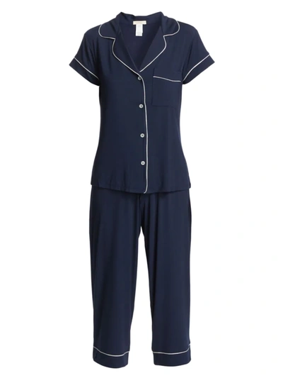 Shop Eberjey Women's Gisele Cropped Pajama Set In Navy Ivory