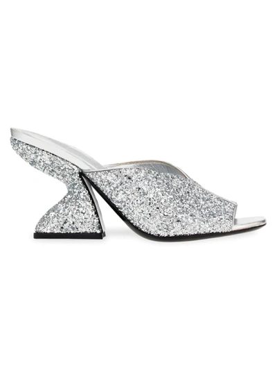 Shop Ferragamo Sansu Monochrome Glitter Sandals In Silver