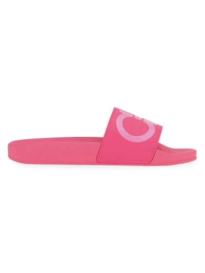 Ferragamo Groovy Gancini Pool Slide Sandals In Pink
