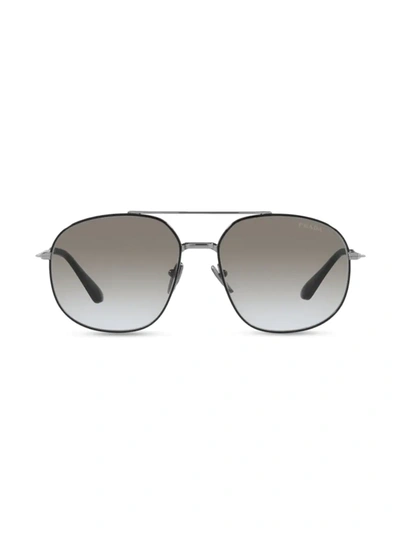 Shop Prada Men's 58mm Pilot Sunglasses In Black Gunmetal
