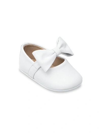 Shop Elephantito Baby Girl's Leather Bow Ballerina Shoes In White