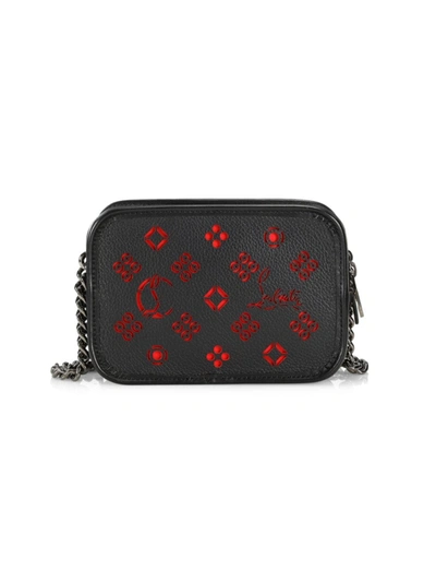 Shop Christian Louboutin Small Radioloubi Perforated Leather Camera Bag In Black
