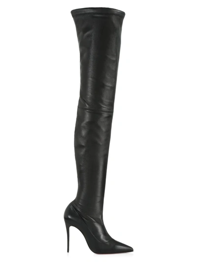 Shop Christian Louboutin Women's Kate 100 Leather Over-the-knee Boots In Black