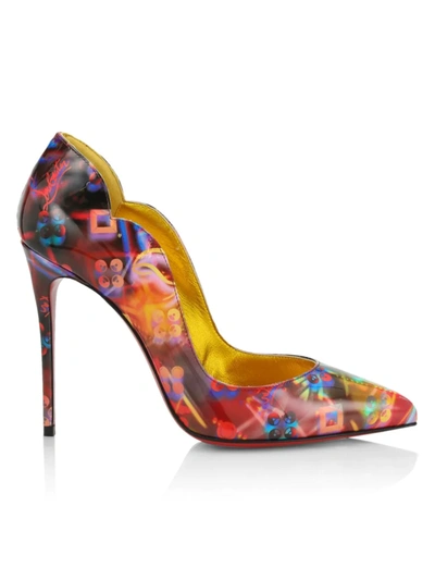 Shop Christian Louboutin Women's Hot Chick 100 Printed Leather Pumps In Neutral