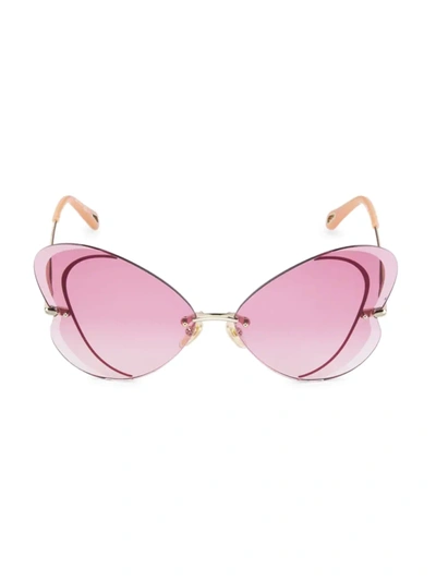 Shop Chloé Women's Tayla 65mm Butterfly Sunglasses In Gold