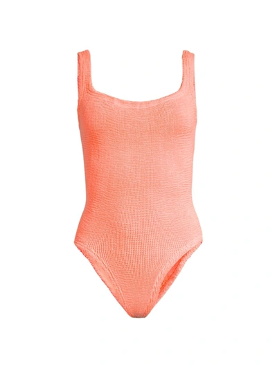 Shop Hunza G Women's Crinkle One-piece Swimsuit In Coral
