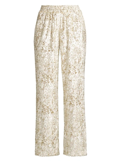 Shop Elie Tahari Women's Metallic Wide-leg Pants In Sky White Gold
