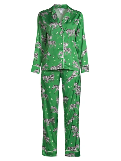 Shop Averie Sleep Women's Two-piece Zebra Print Pajama Set In Kelly Green