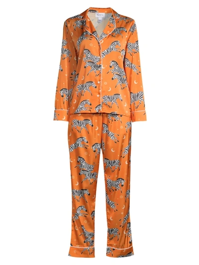Shop Averie Sleep Women's Two-piece Zebra Print Pajama Set In Orange