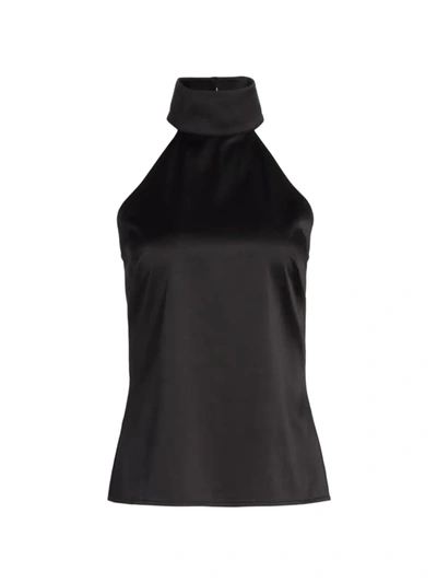 Shop Anine Bing Sylvia Stretch Silk Top In Black