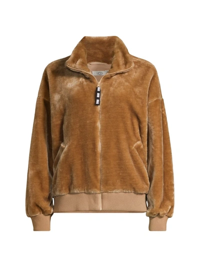 Shop Ugg Women's Laken Zip-up Jacket In Camel